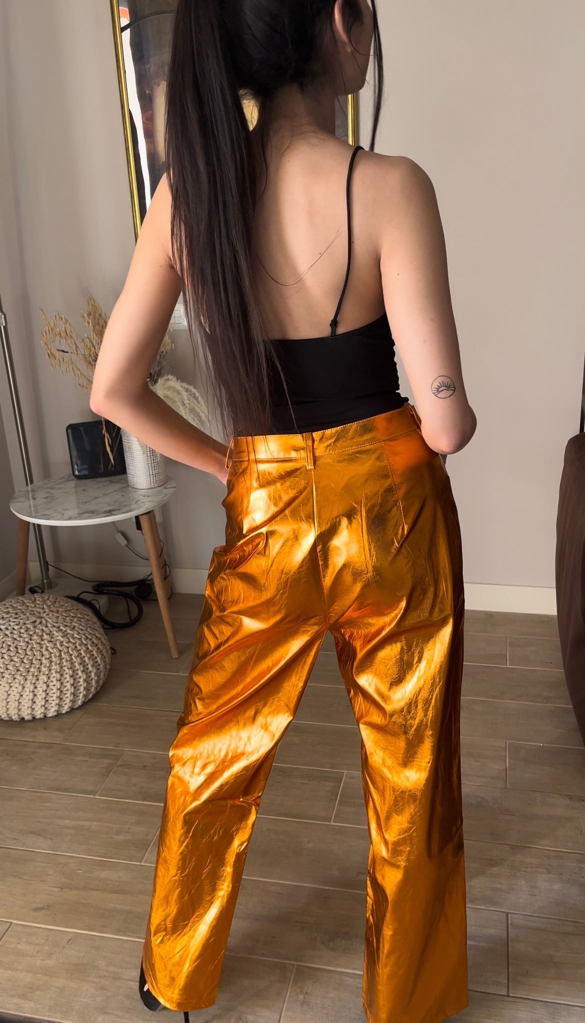 Pantalone metallic arancio