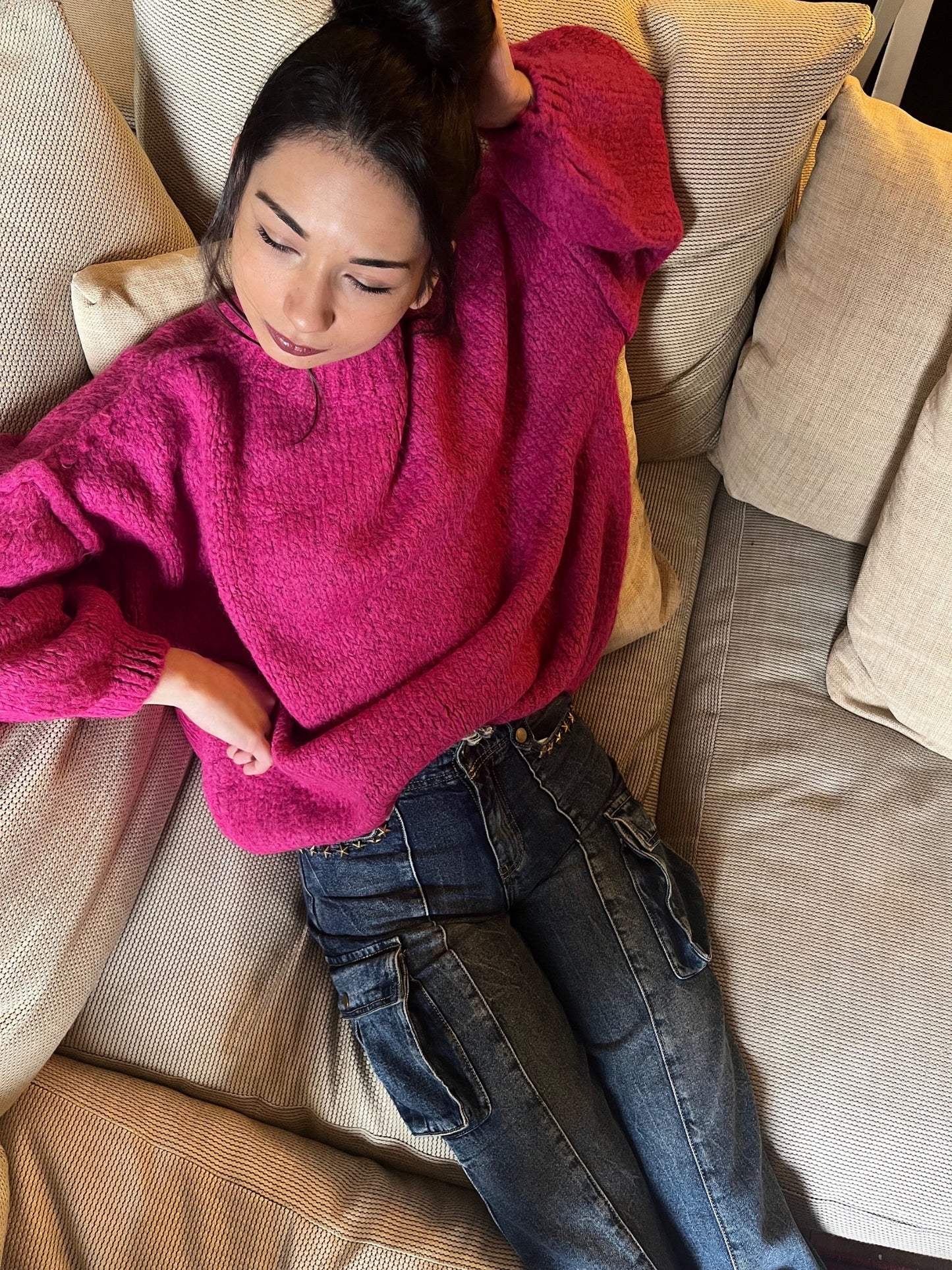 Maglione fluffy pink